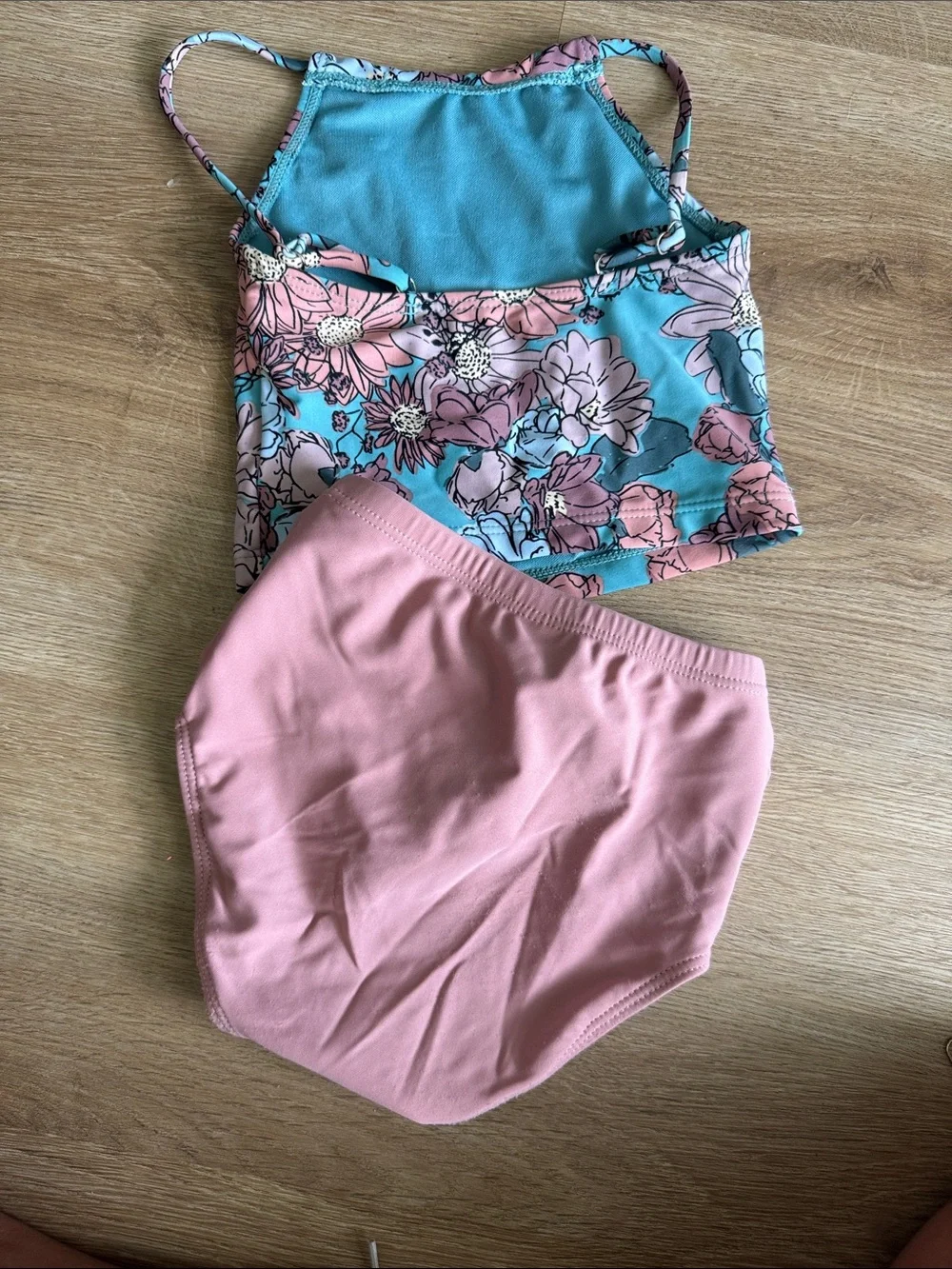 Floral Tankini Set for Girls - Pink & Turquoise